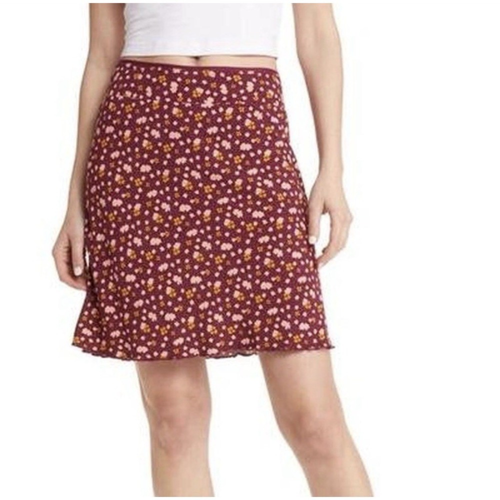 New Free People IRL Mini Plum Floral Skirt Size 8